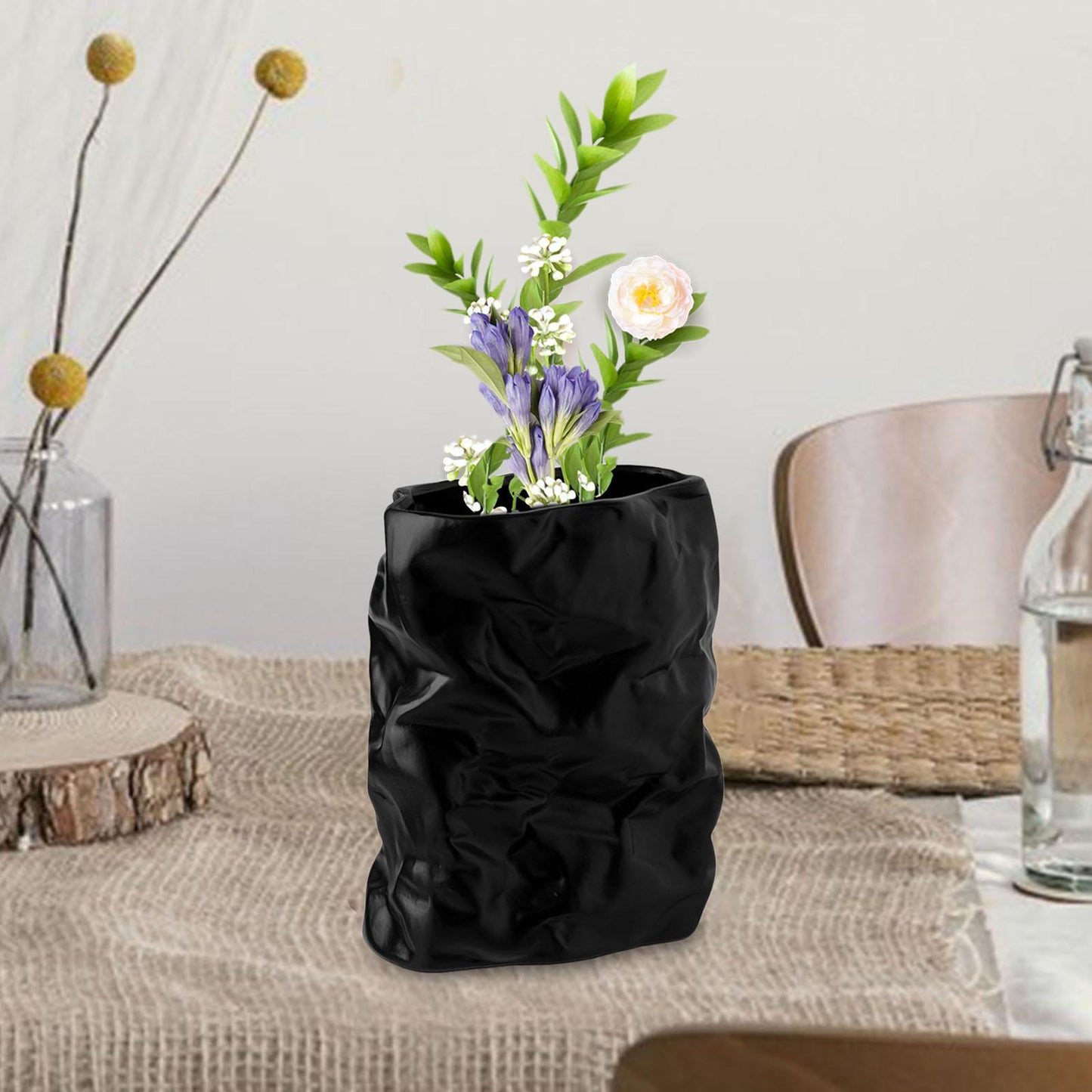 Nordic Crumpled Ceramic Vase