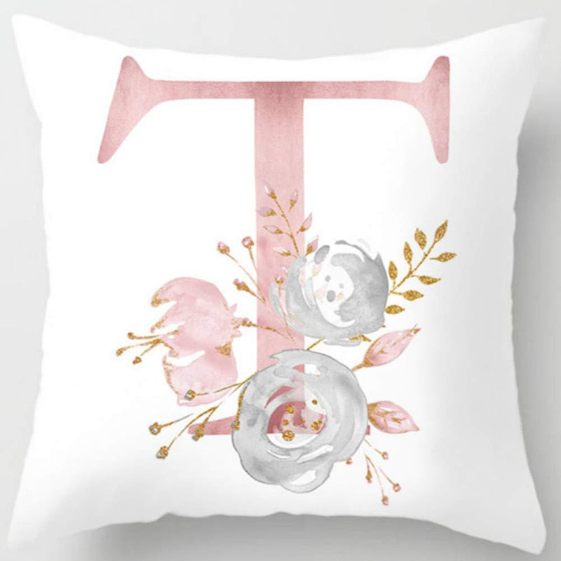 Melanie Pink Letter Cushion Cover