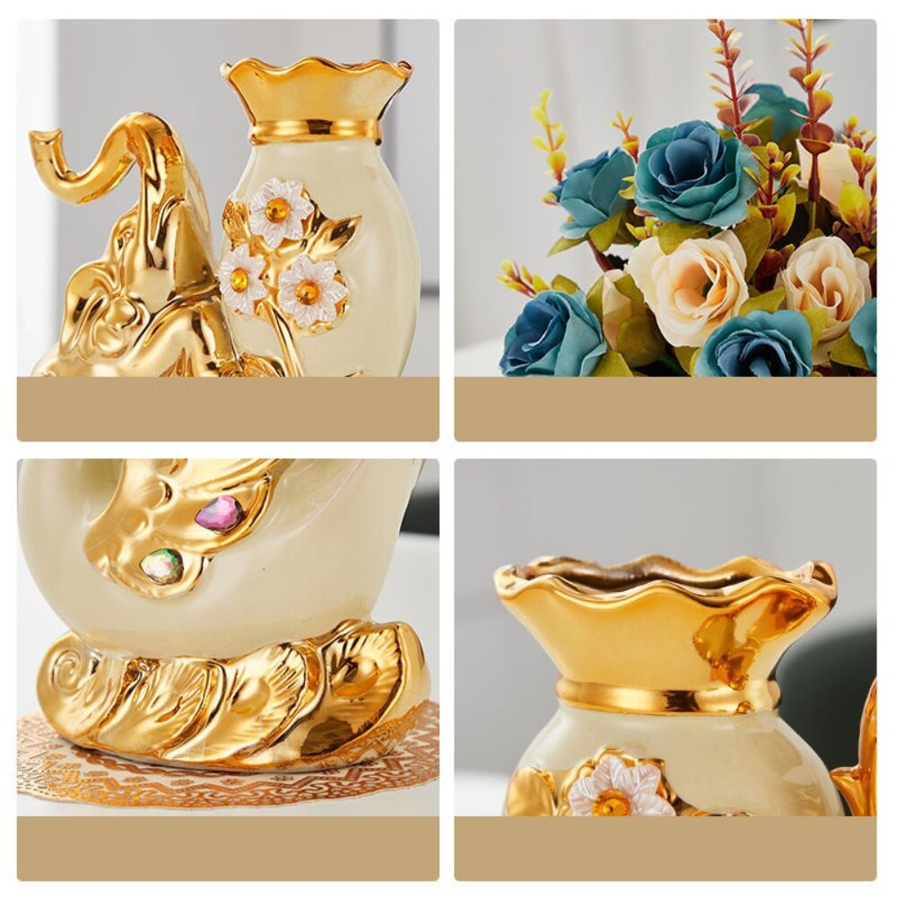 Golden Elephant Vases