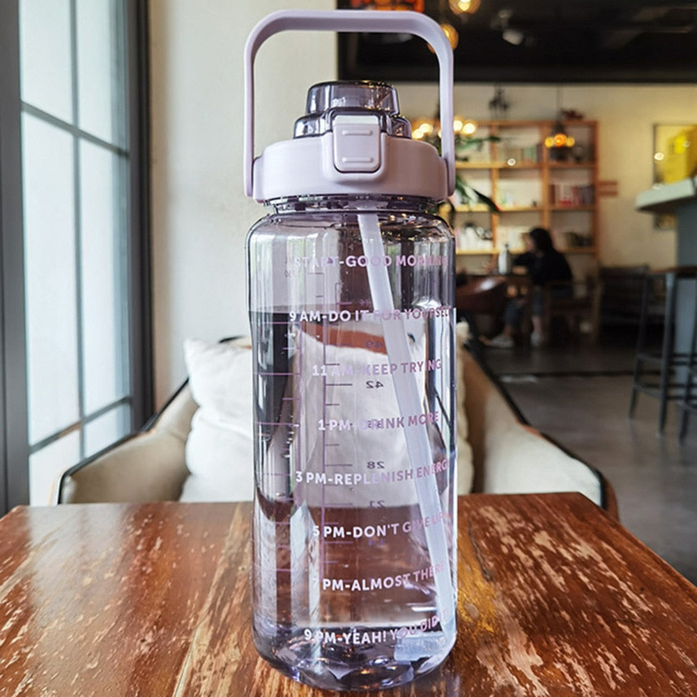 2 Liter Motivation Water Bottle With Straw