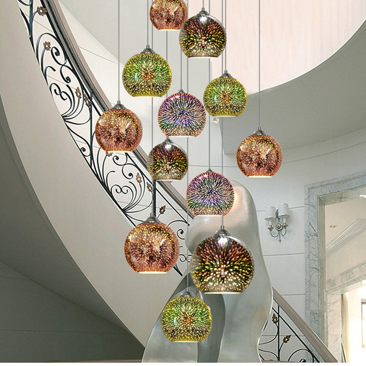 Fireworks 3D Stained Glass Pendant