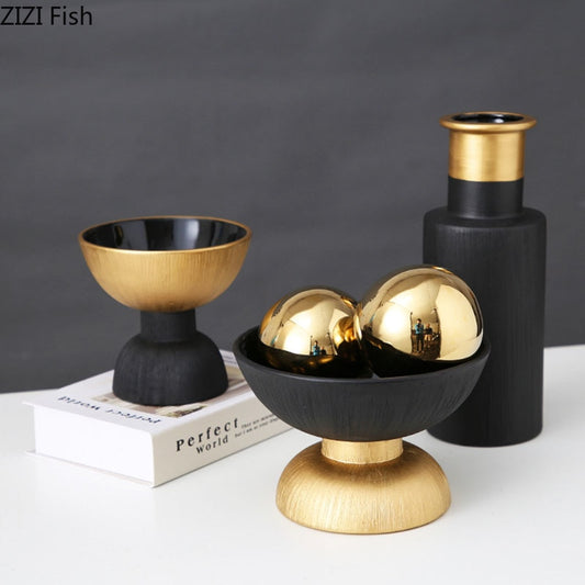 Black and Gold Ceramic Vase