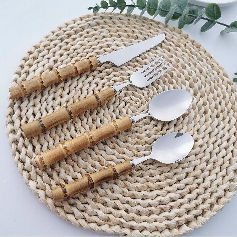 Bamboo Handle Stainless Steel Cutlery Set