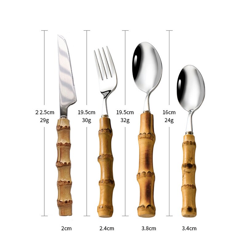 Bamboo Handle Stainless Steel Cutlery Set