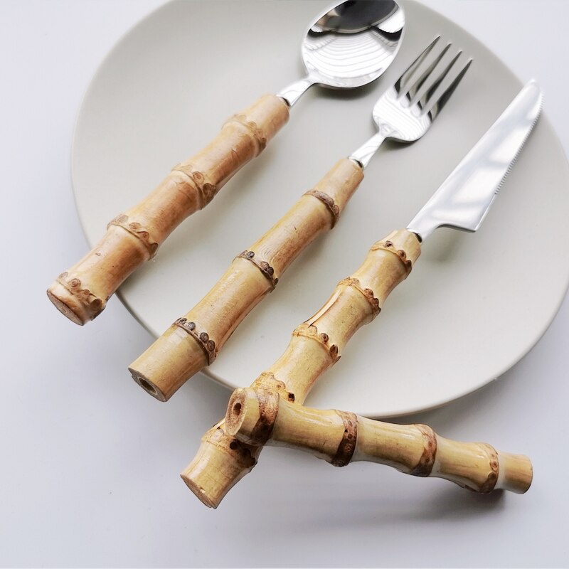 Bamboo Handle Stainless Steel Cutlery Set